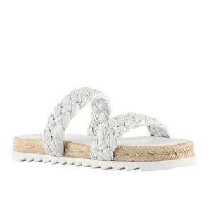 New Marc Fisher LTD Jaimee white flip flop leather sandals braid size 7